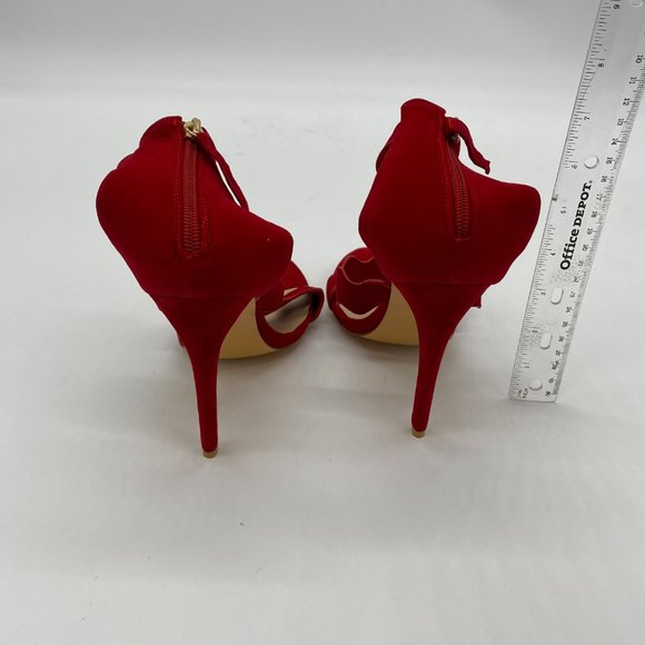 FSJ Hot Open Toe Strappy Heeled Sandal Suede Dress - Picture 8 of 12